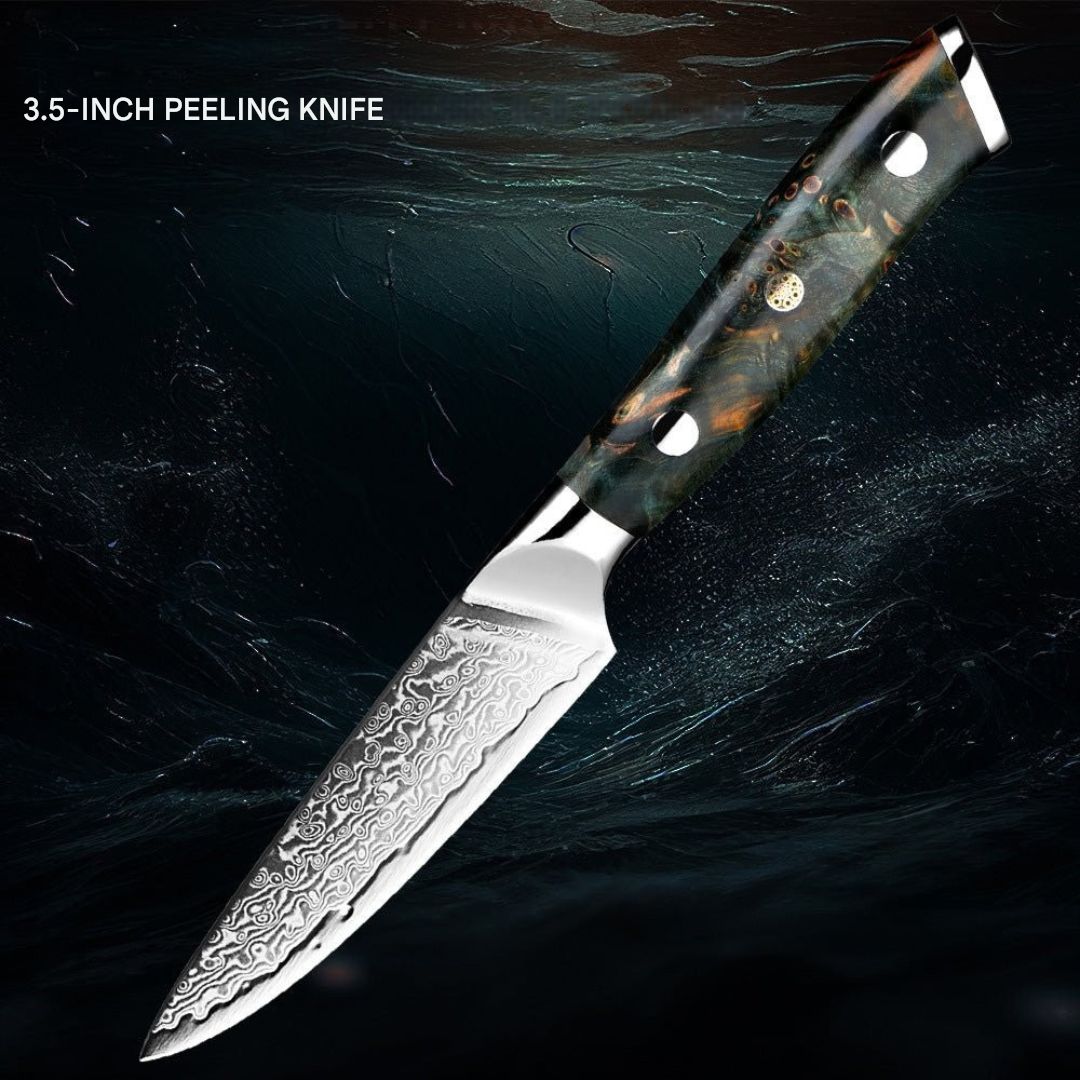 Damascus Steel Knife Set – Japanese Style