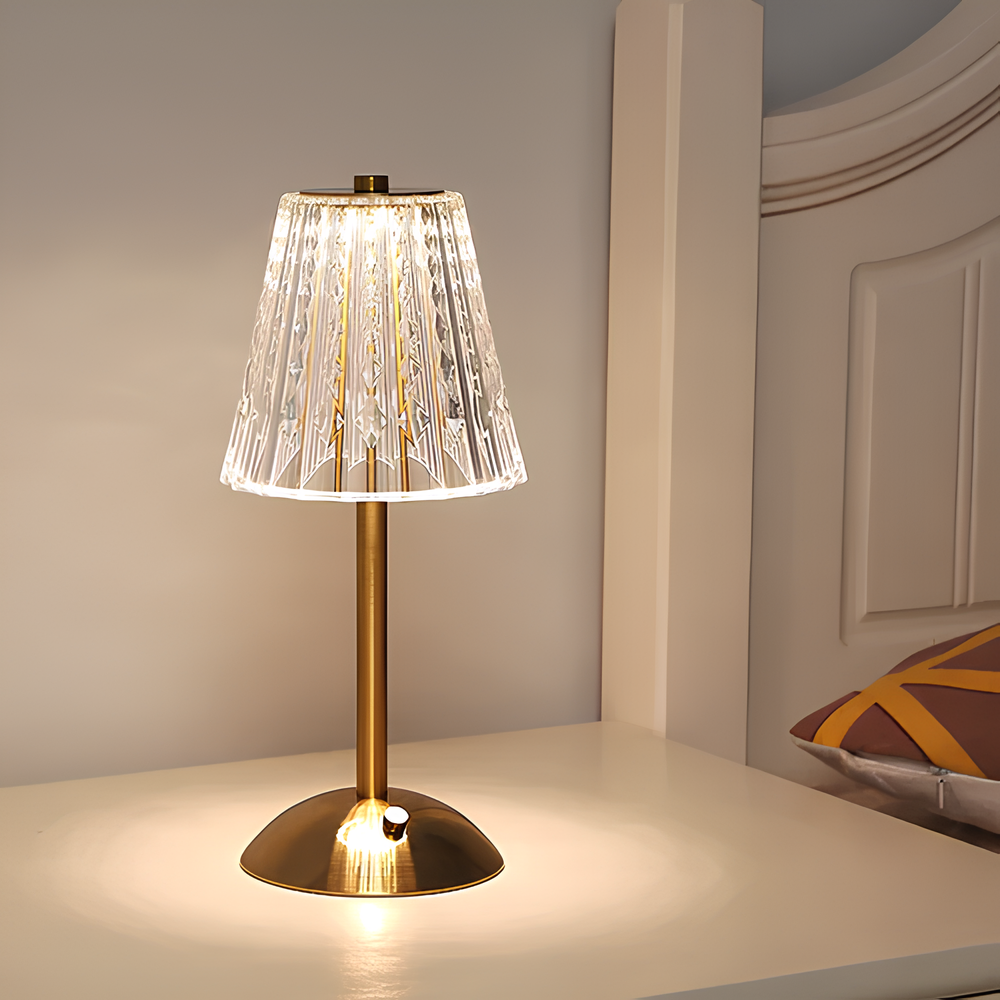 Aurora Luxe Golden Crystal Lamp for Elegant Home Lighting