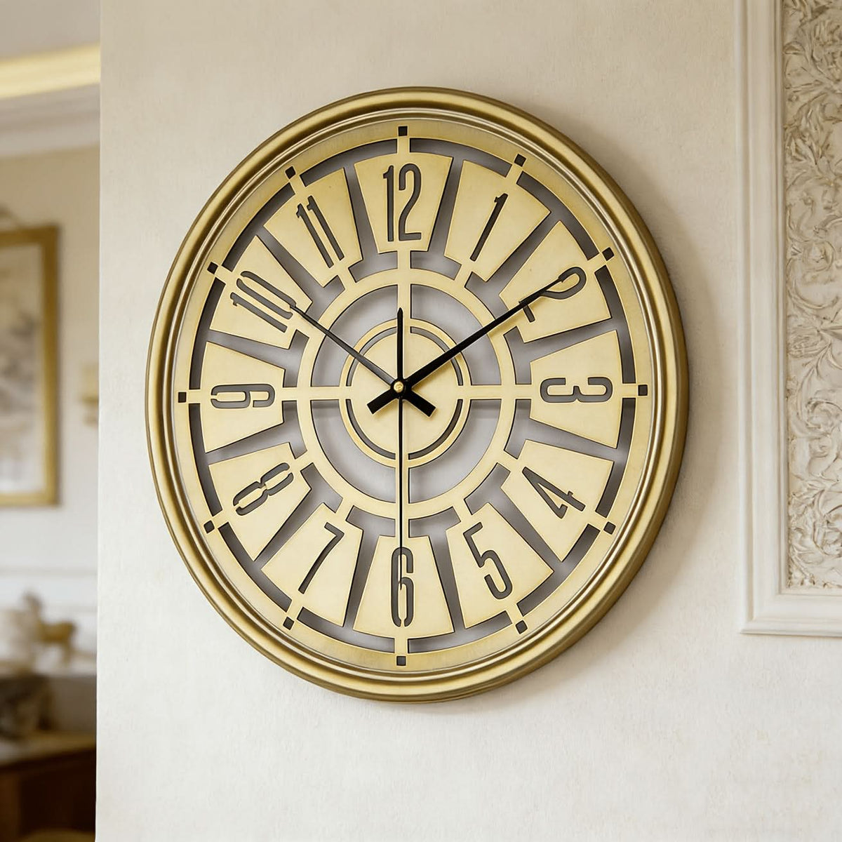 SereneTime – 15.75-Inch Silent 3D Iron Frame Wall Clock