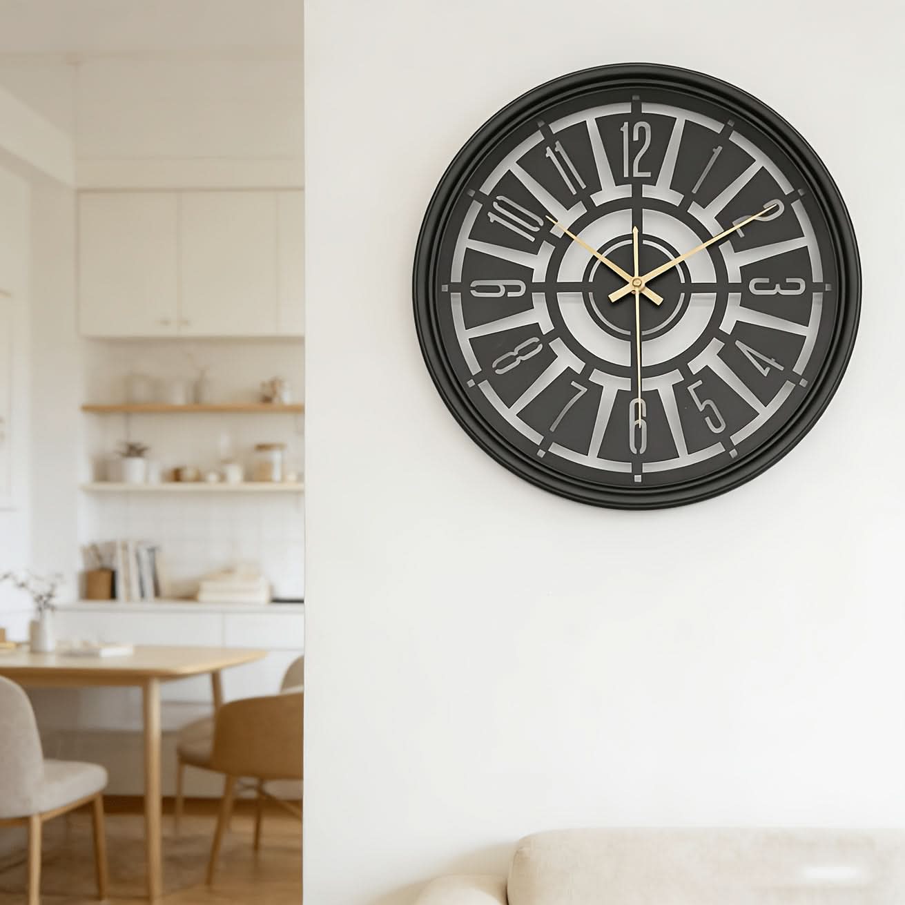 SereneTime – 15.75-Inch Silent 3D Iron Frame Wall Clock
