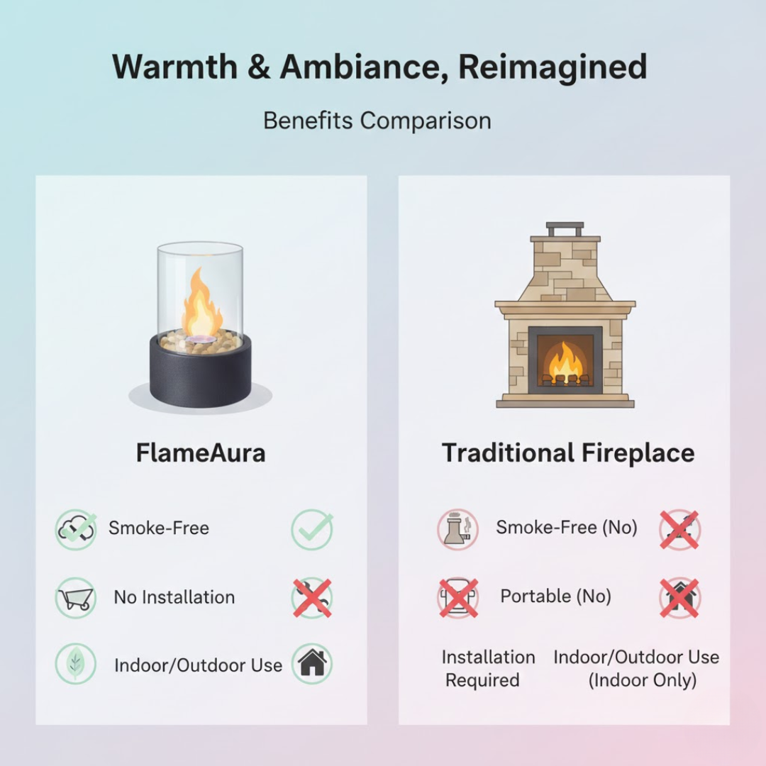 LuxeFlame – Portable Bioethanol Tabletop Fireplace