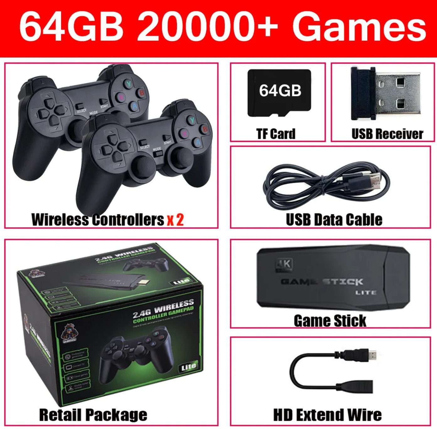 Ultimate 4K Gaming Stick with 64GB and 20,000+ Classic Games