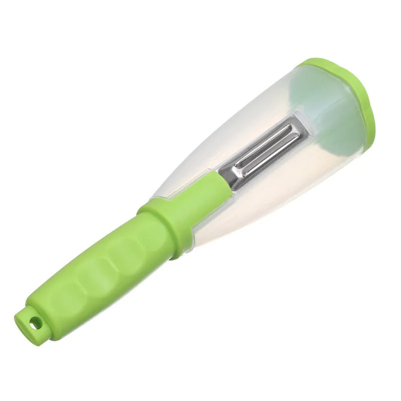 Versatile Fruit and Vegetable Peeler with Integrated Storage