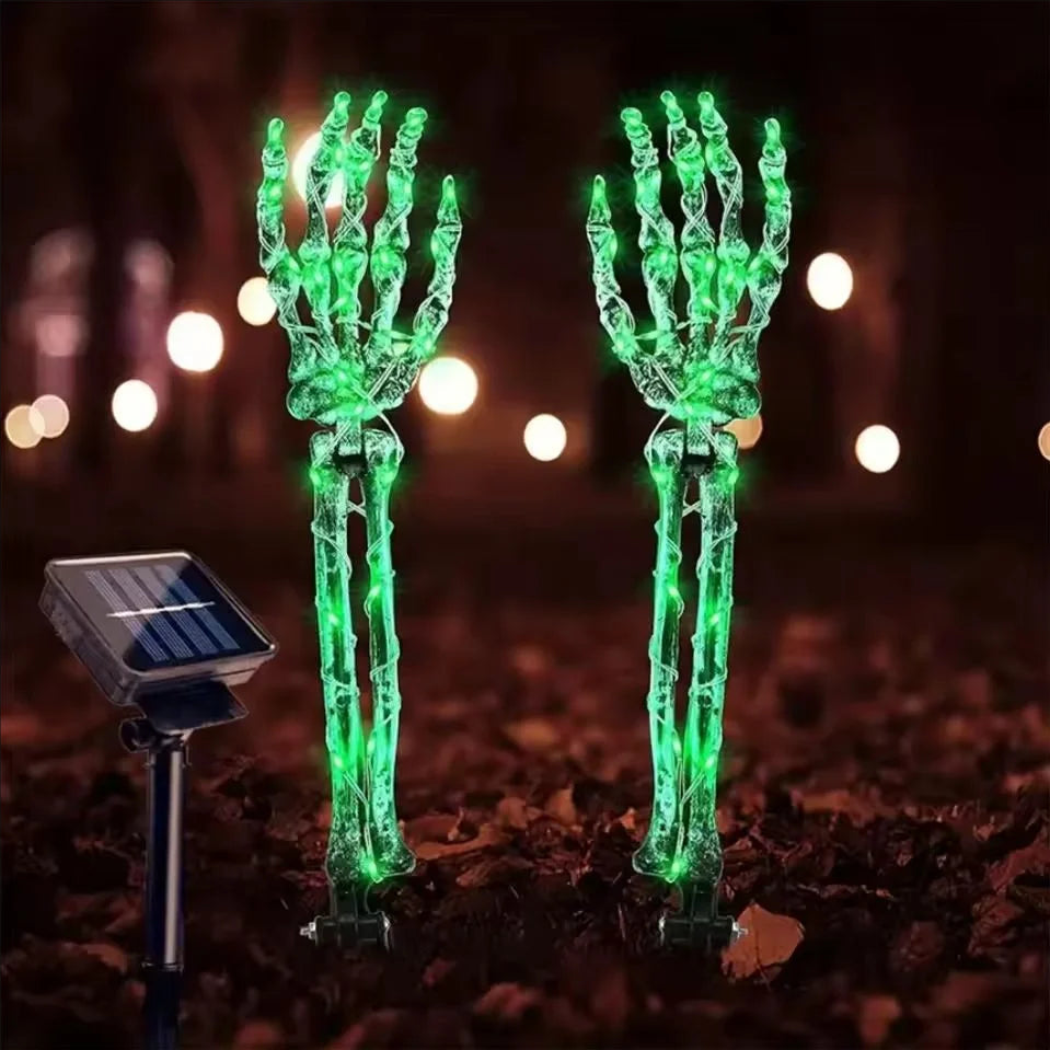 Eerie Solar-Activated Skeleton Hand Yard Lights