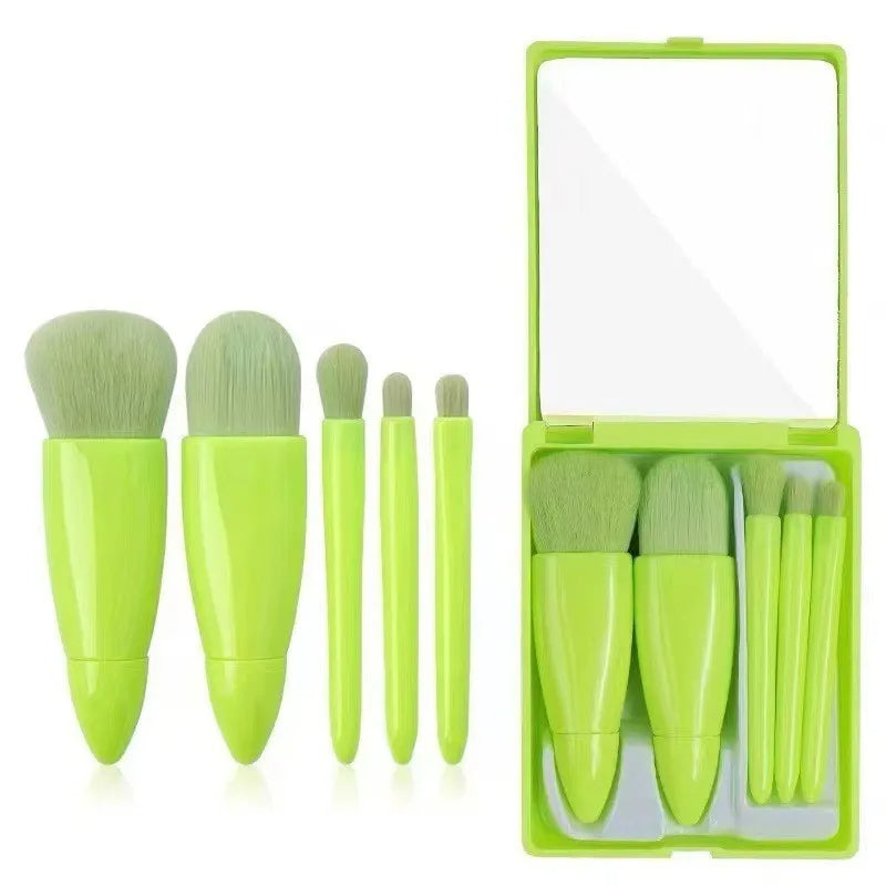 Compact Beauty Brush Kit with Travel Mirror