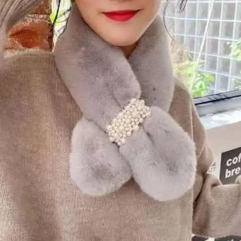 Chic Plush Pearl Winter Wrap Scarf