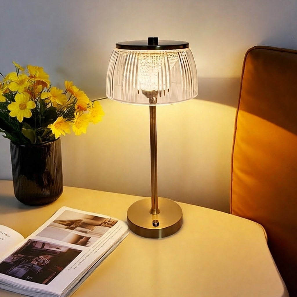 Modern Rechargeable LED Lamp with Touch Control and Acrylic Shade