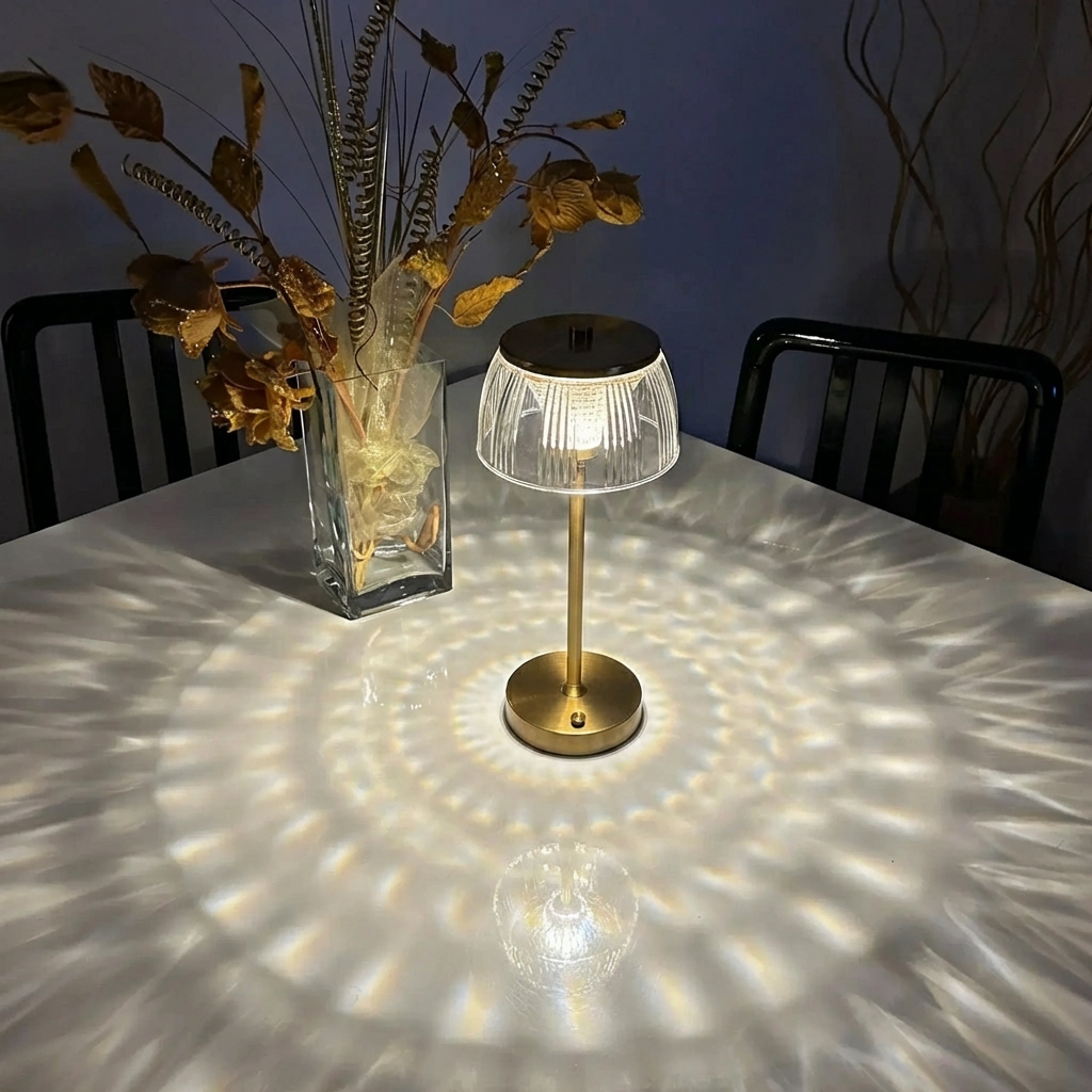 Modern Rechargeable LED Lamp with Touch Control and Acrylic Shade