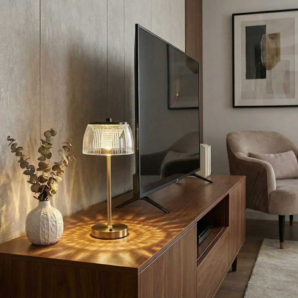 Modern Rechargeable LED Lamp with Touch Control and Acrylic Shade