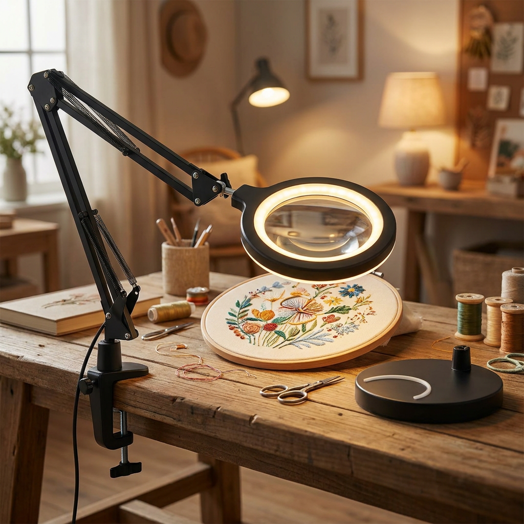 Enhanced 12X Magnifying Lamp with Adjustable LED Light