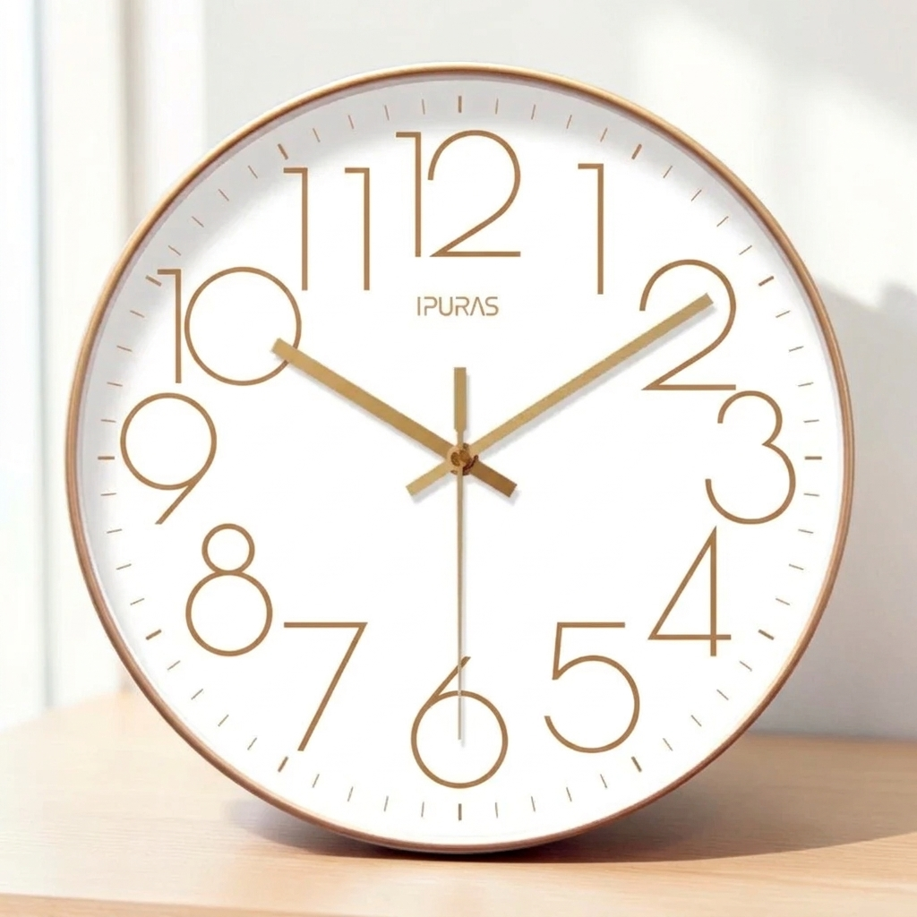 Elegant Silent Quartz Wall Clock with Minimalist Design