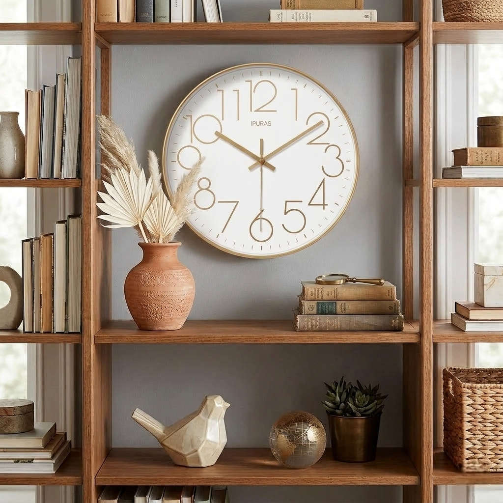 Elegant Silent Quartz Wall Clock with Minimalist Design