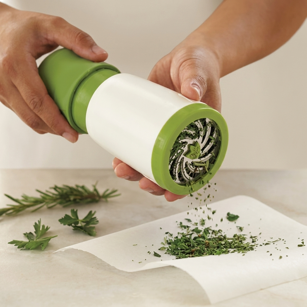 Compact Manual Herb Chopper with Durable Blades