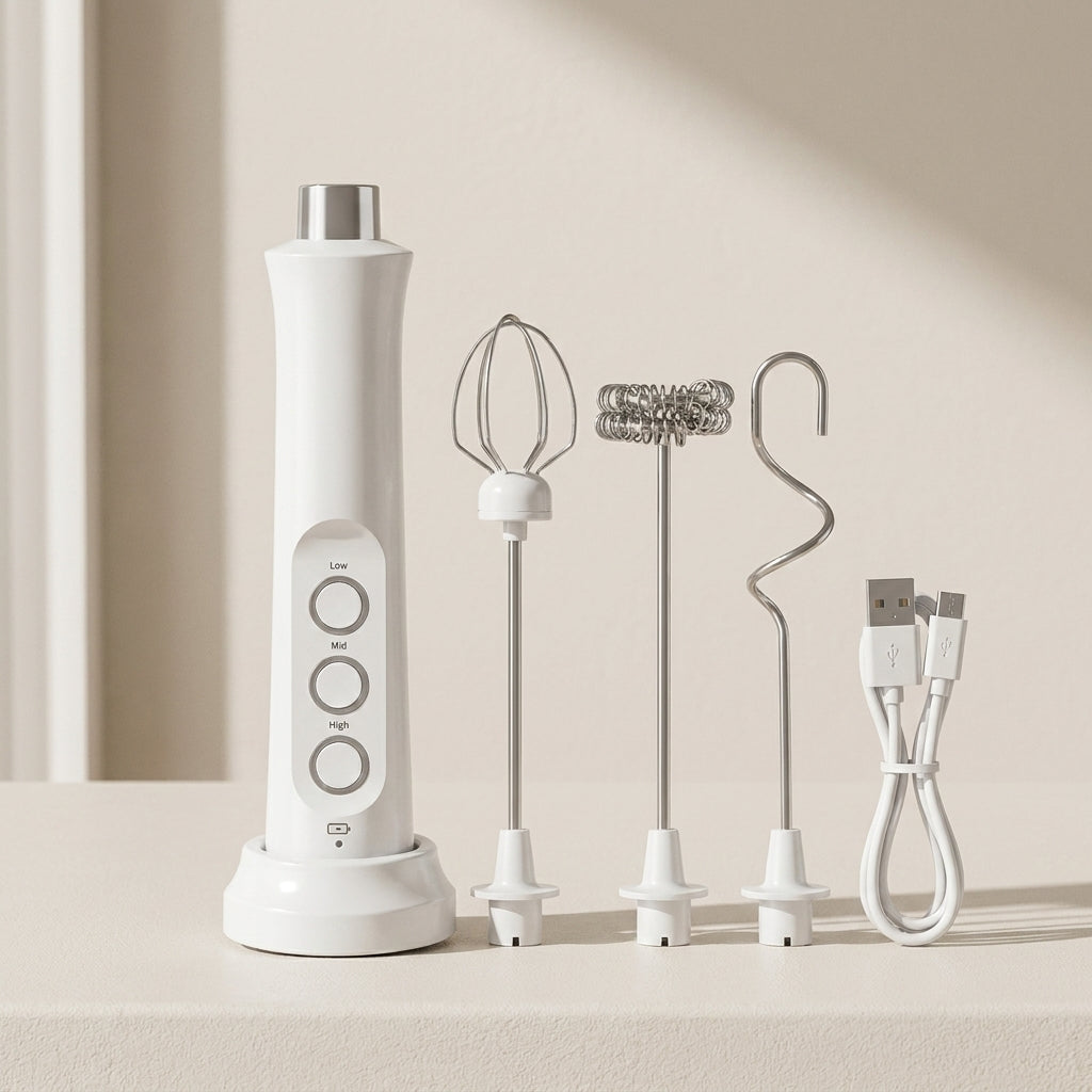 Versatile Electric Milk Whisk with Rechargeable Battery