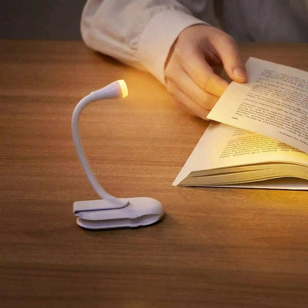 Portable LED Clip-On Reading Light with Flexible Arm