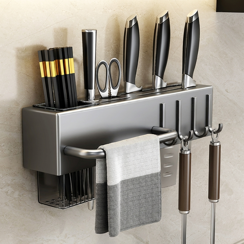 Vertical Kitchen Utensil Storage Rack for Efficient Organization