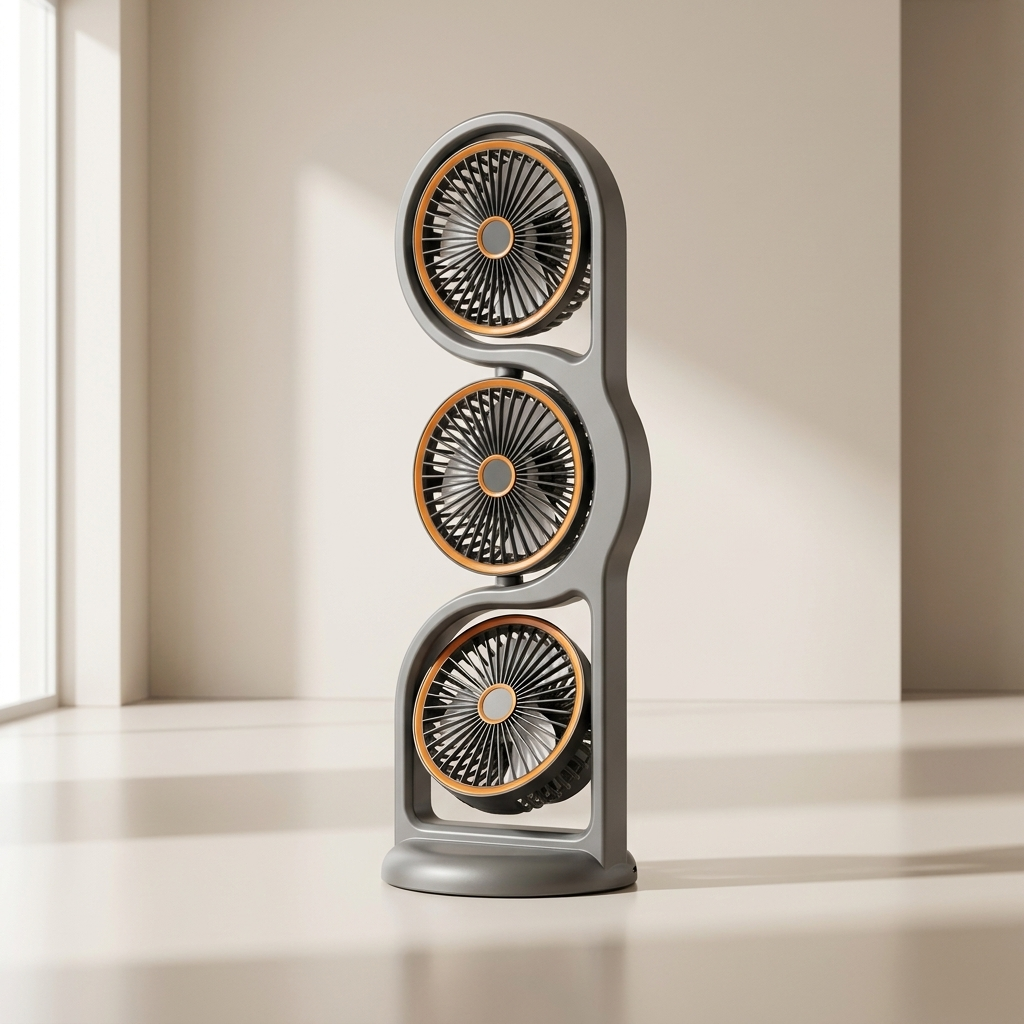 Tri-Head Personal Cooling Fan with USB Rechargeable Battery