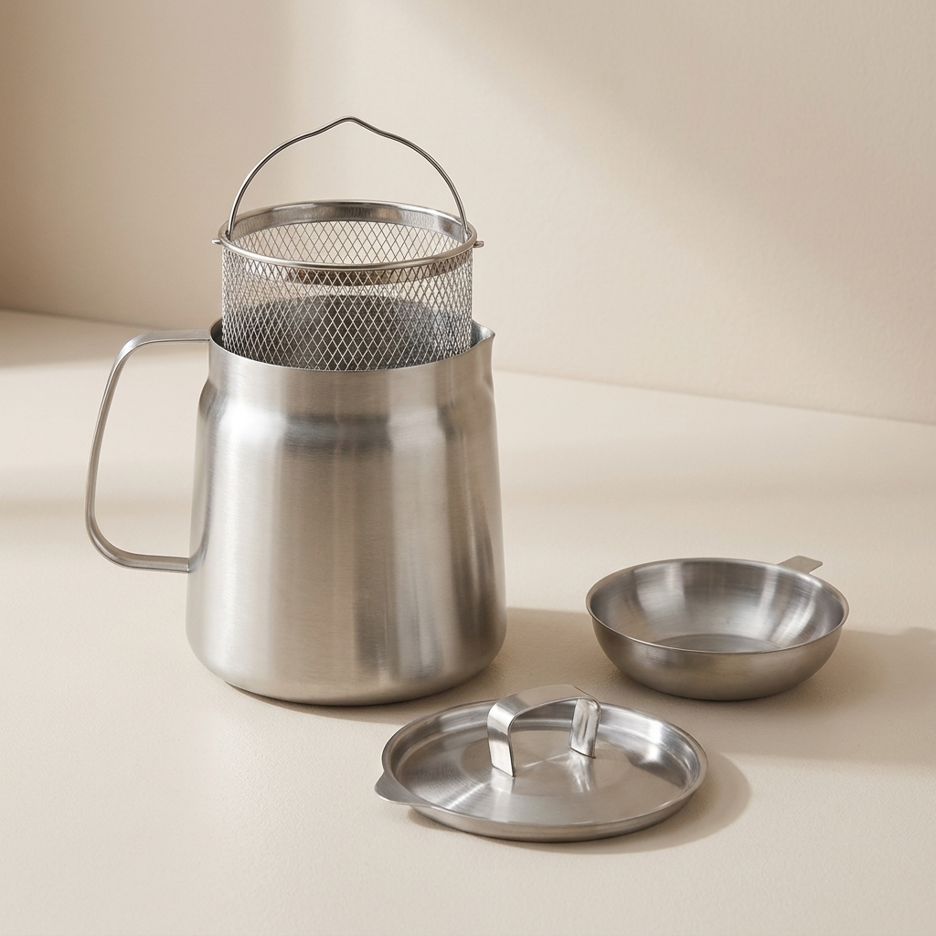 Versatile Deep Frying Pot with Strainer & Storage Features