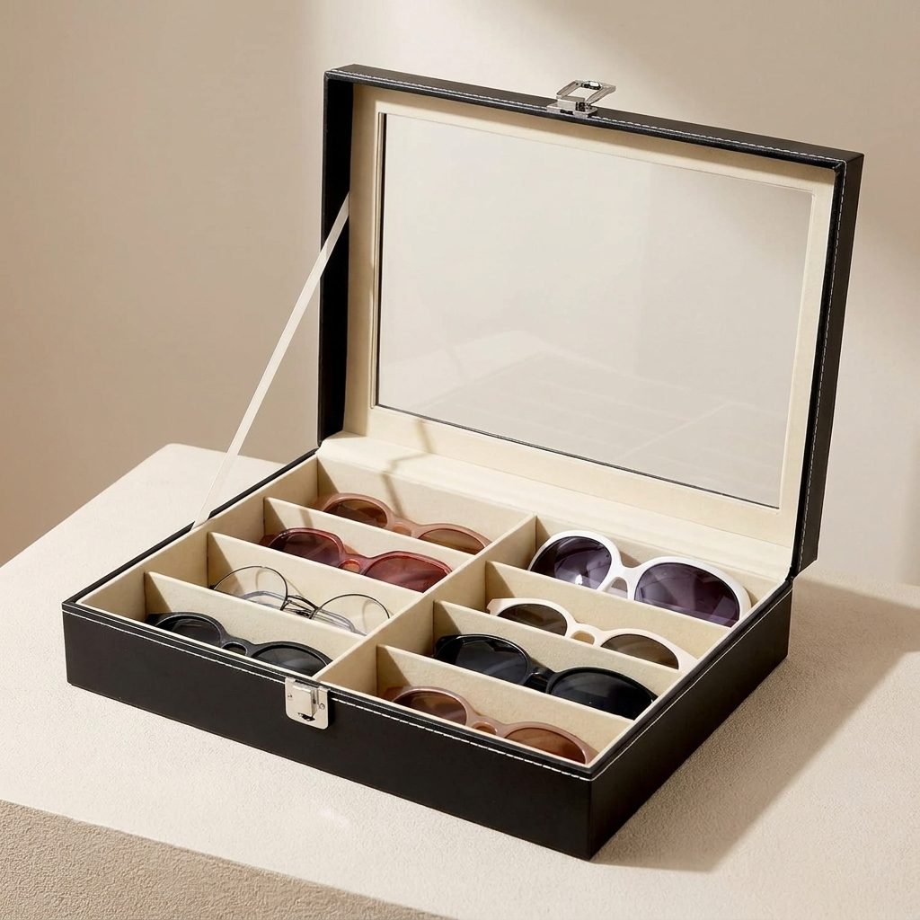 Elegant Eyewear Organizer with 8 Secure Compartments