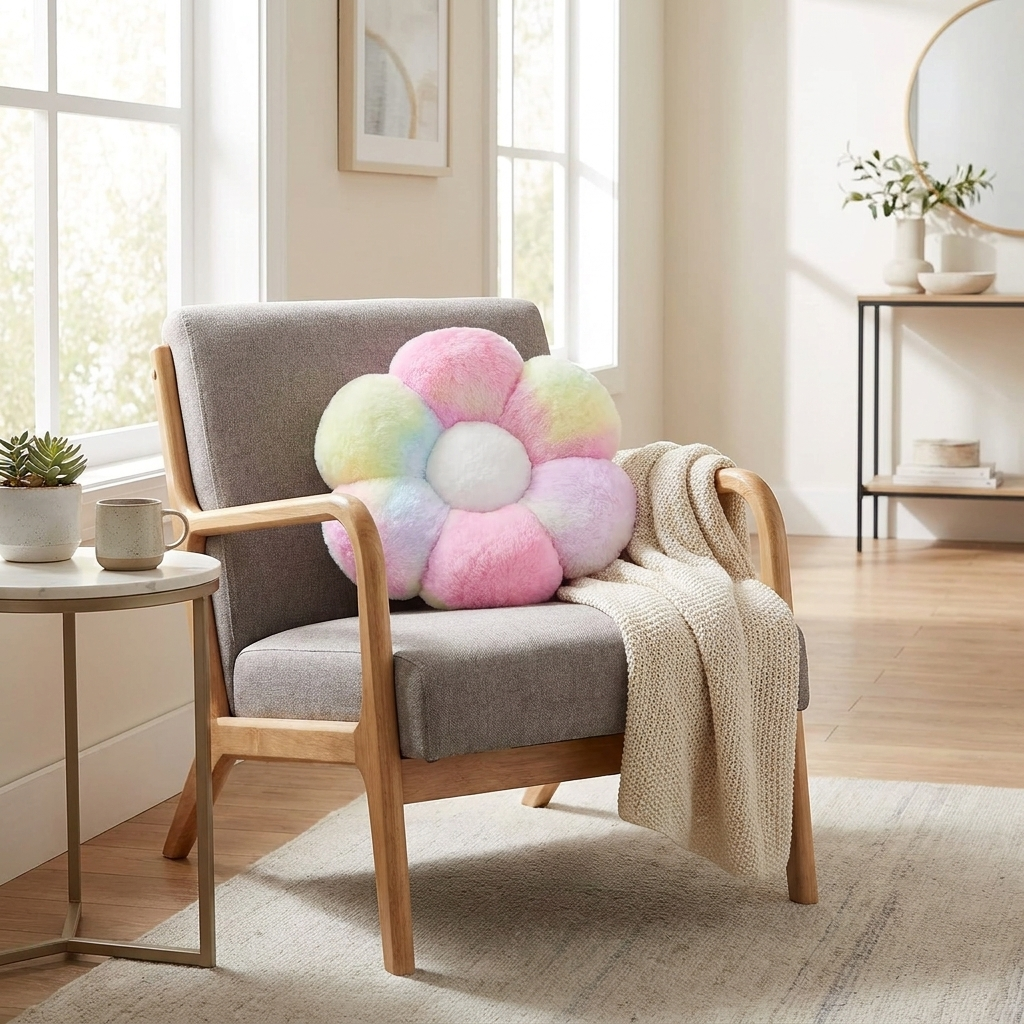 Vibrant Floral Cushion with Soft Cotton Filling