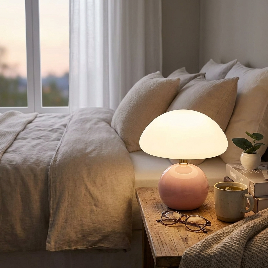 Charming LED Table Lamp with Mushroom Design for Any Room