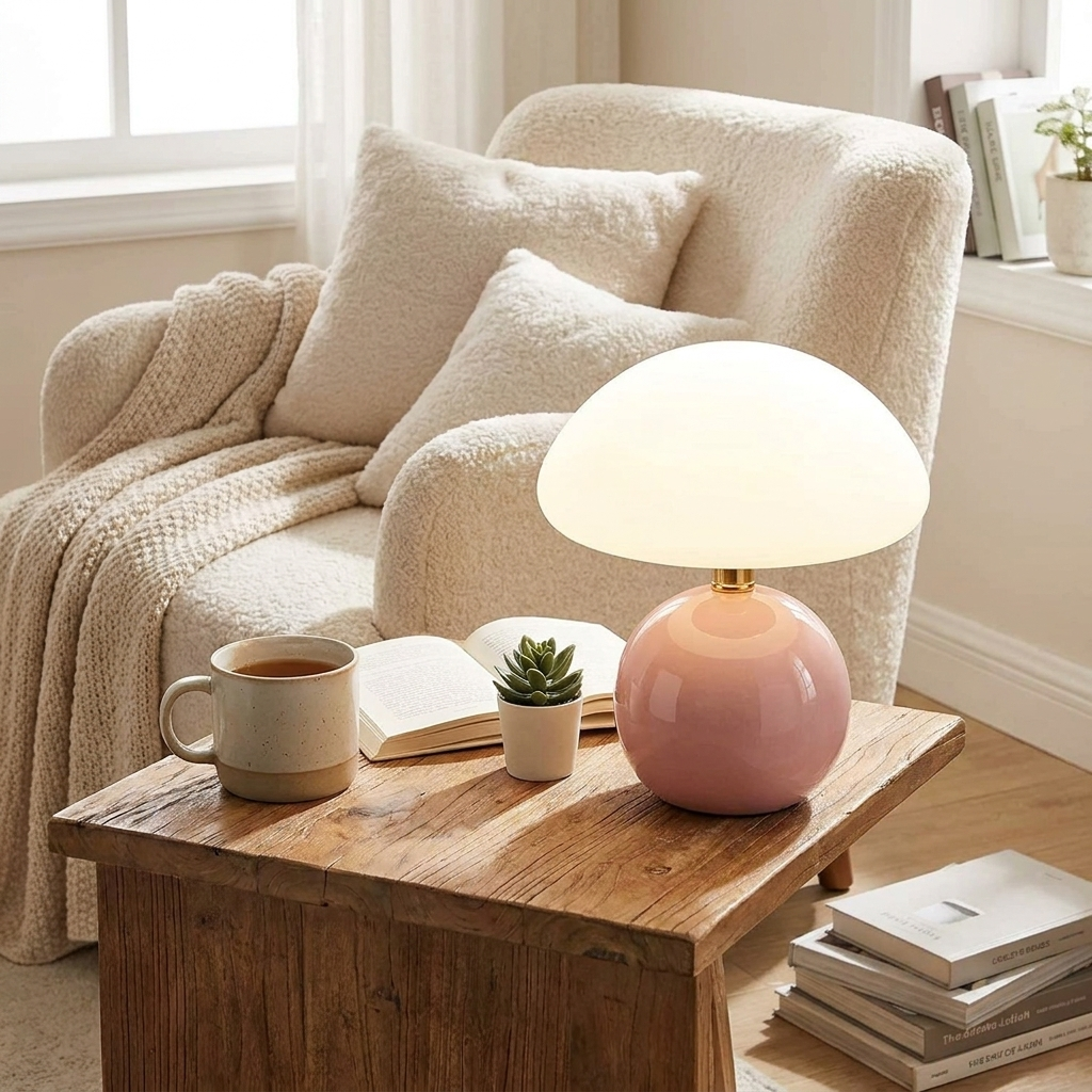 Charming LED Table Lamp with Mushroom Design for Any Room