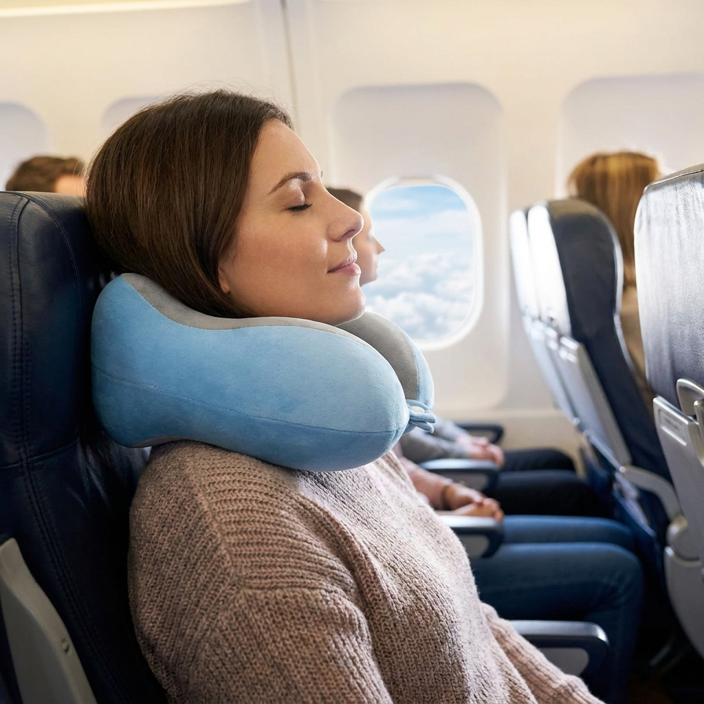 Comfort Travel Pillow with Memory Foam and Washable Cover