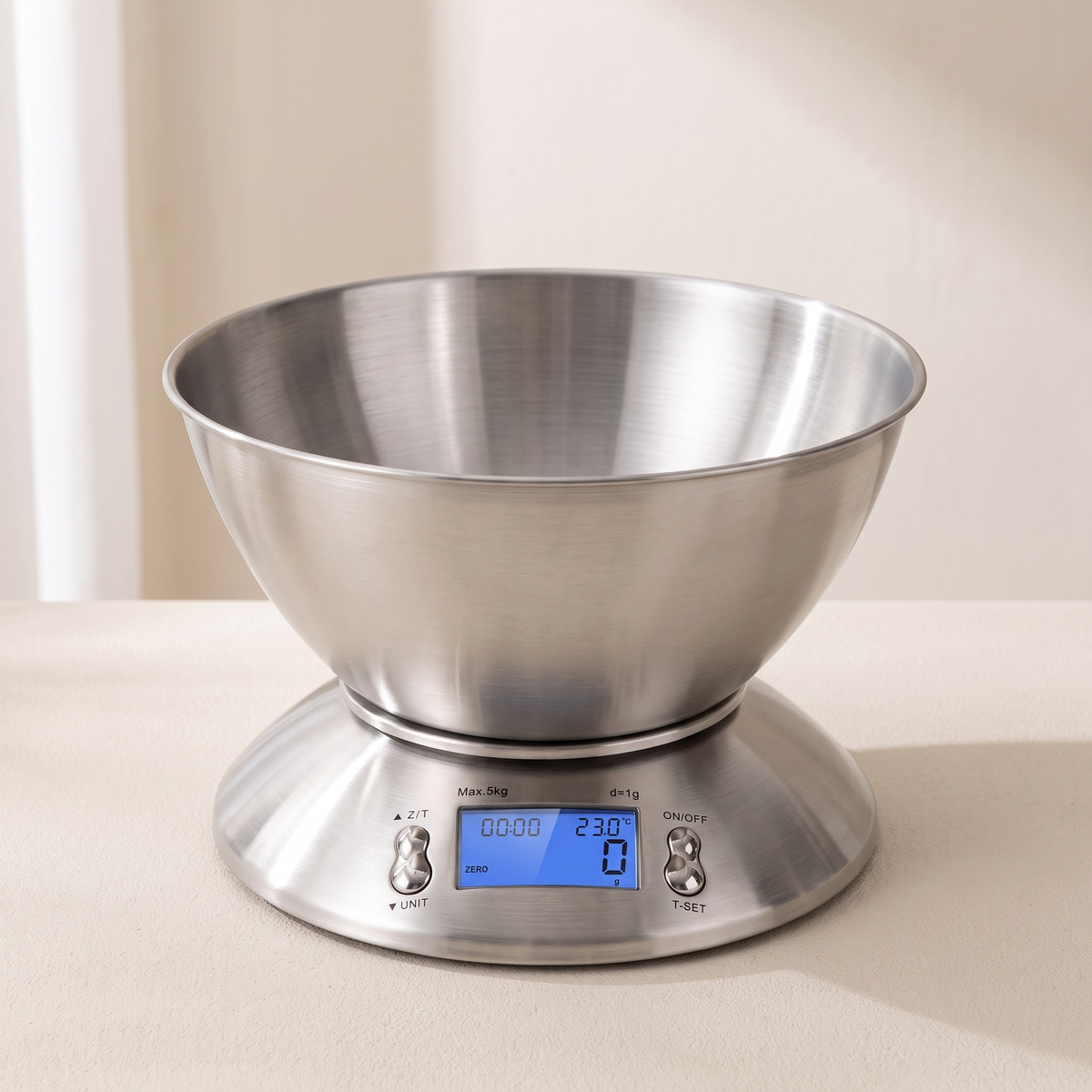 Precision Digital Food Scale with LCD Display and Removable Bowl
