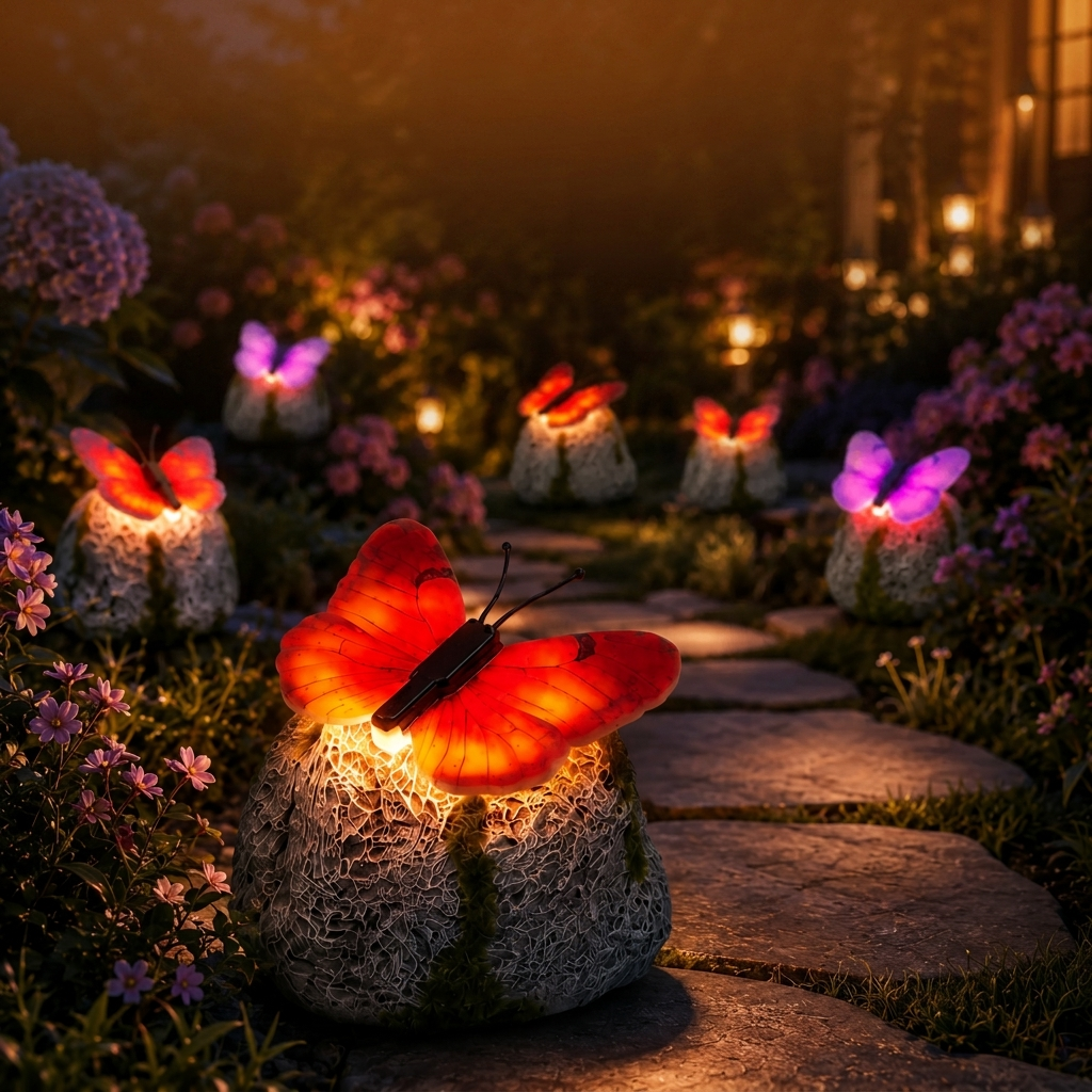 Elegant Solar Garden Illumination with Natural Stone Look