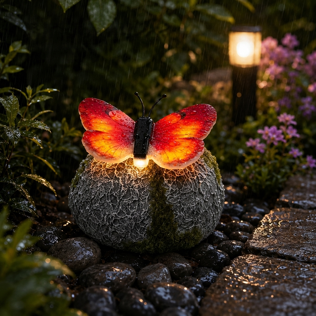 Elegant Solar Garden Illumination with Natural Stone Look