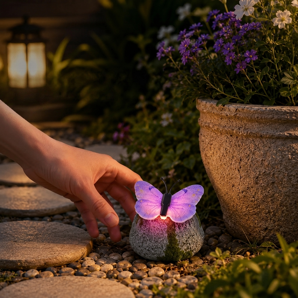 Elegant Solar Garden Illumination with Natural Stone Look