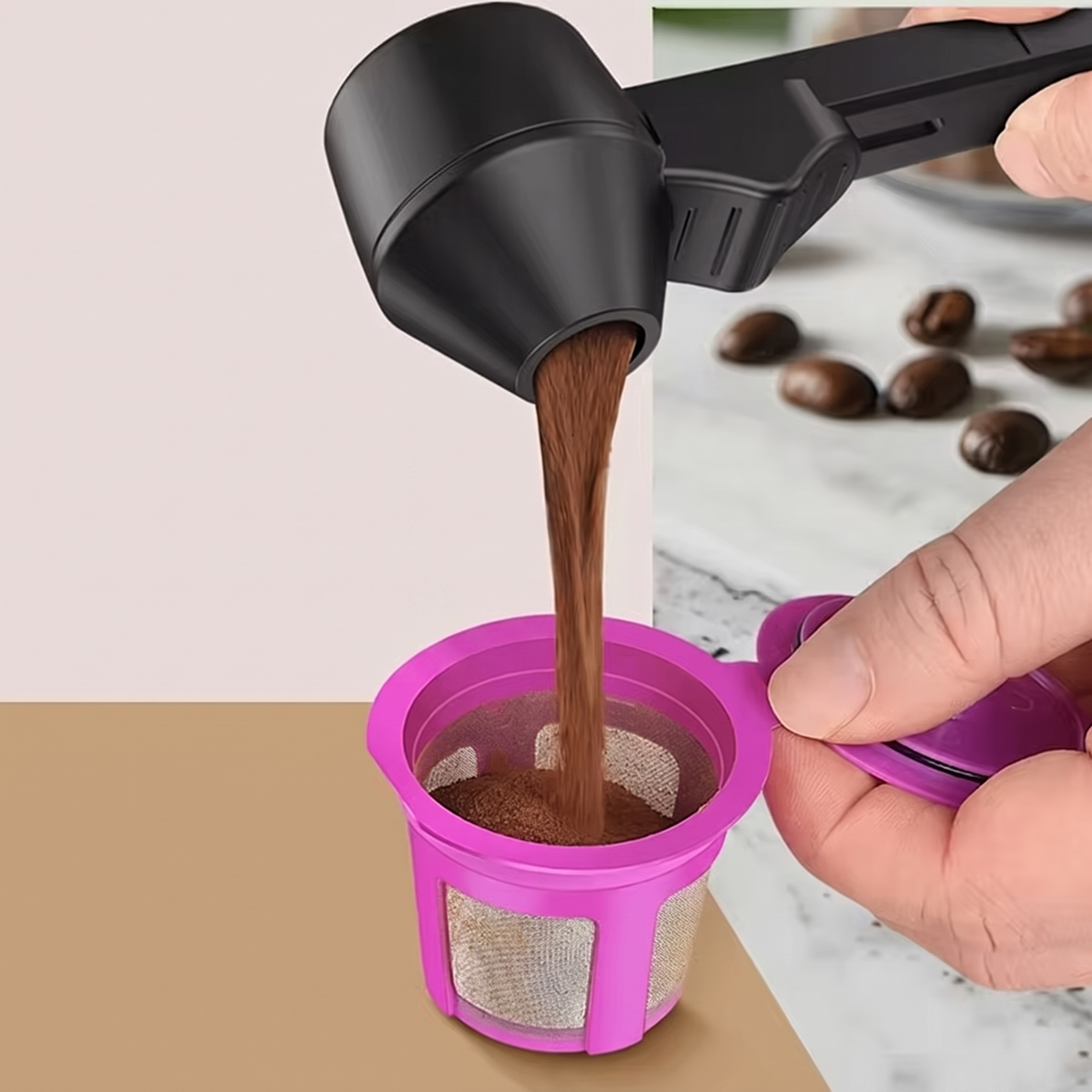 Precision Coffee Scoop with Sliding Handle and Funnel Design