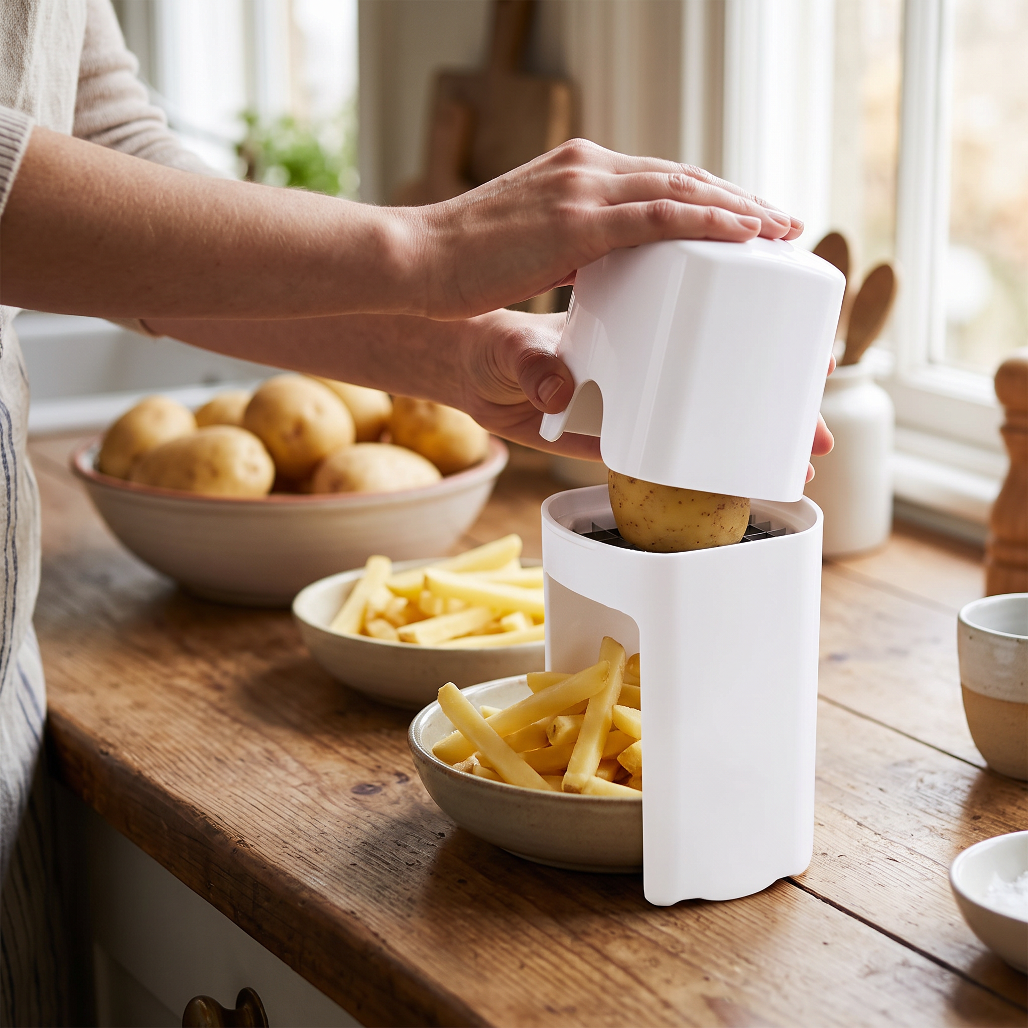 Effortless Vegetable & Potato Slicer – Manual Cutter with Steel Blades