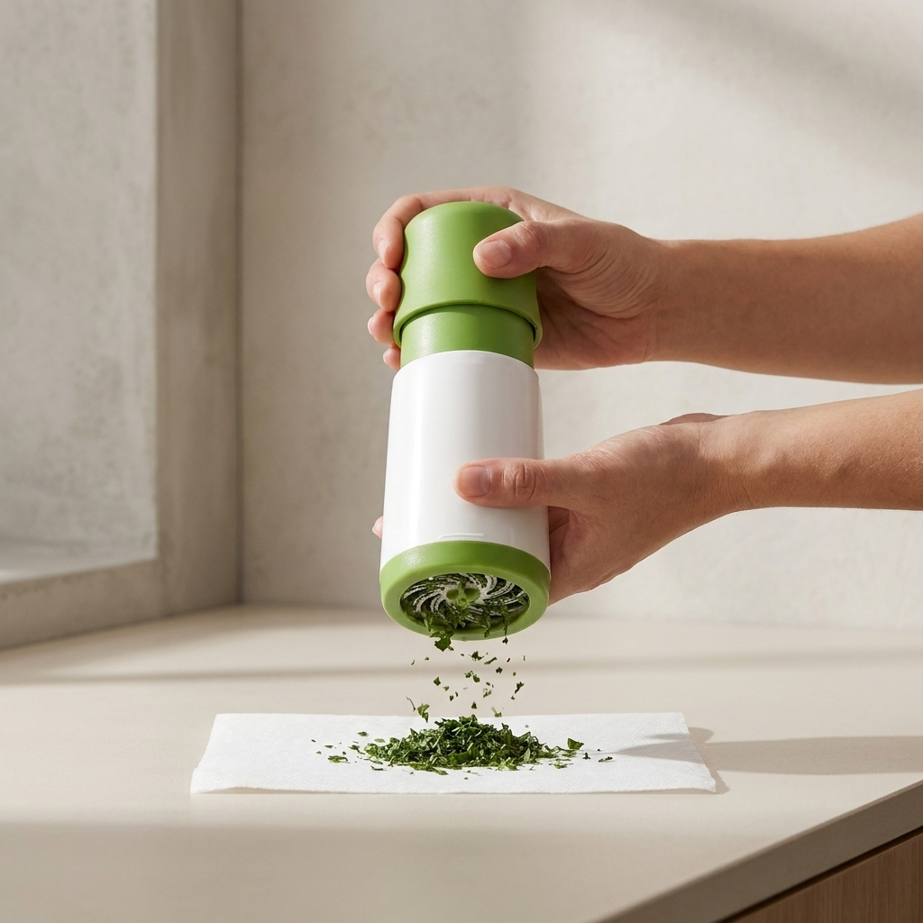 Versatile Manual Herb Chopper with Stainless Steel Blades