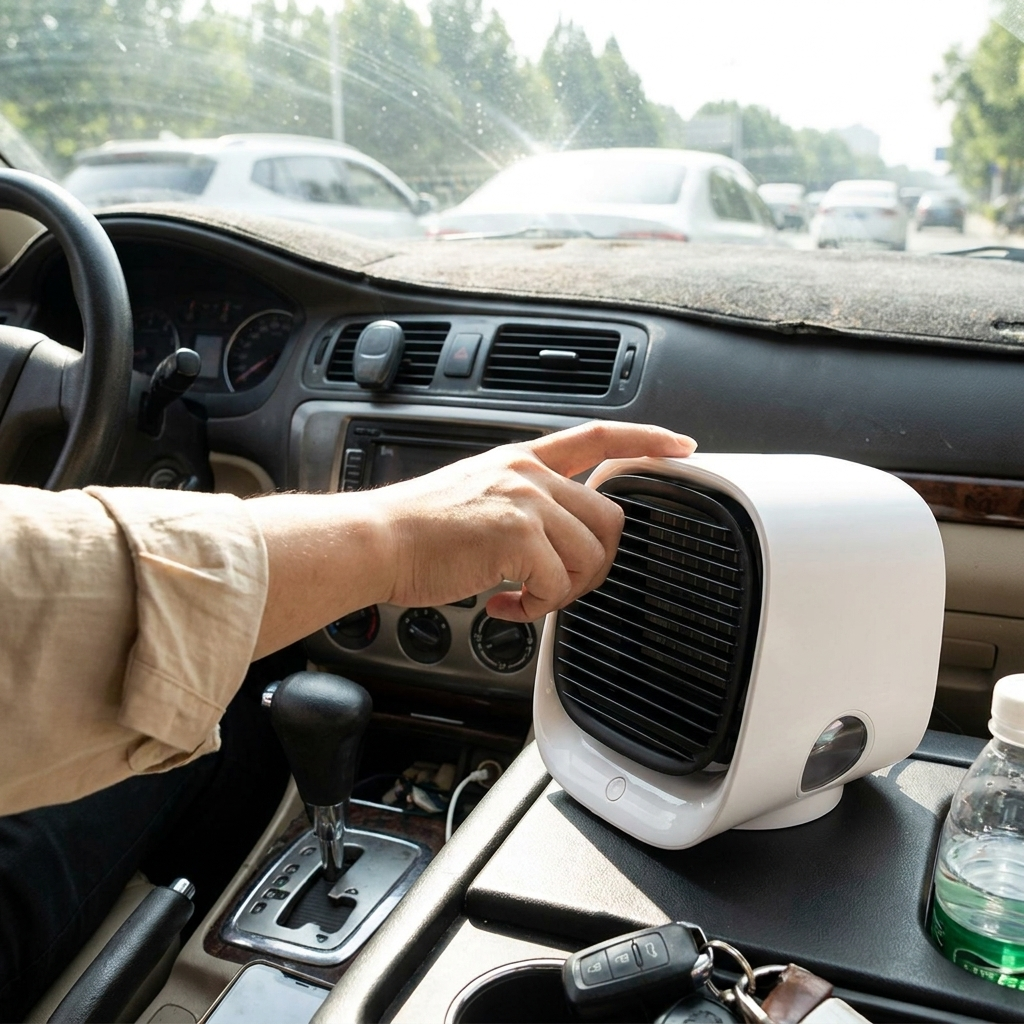 BreezeMate Compact Personal Air Cooling Unit - USB Fan with 3 Speeds & 7-Color Ambient Light
