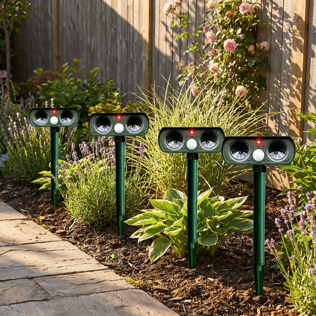EcoGuard Solar Motion Sensor Deer Deterrent – 30 ft Range, 110° Angle