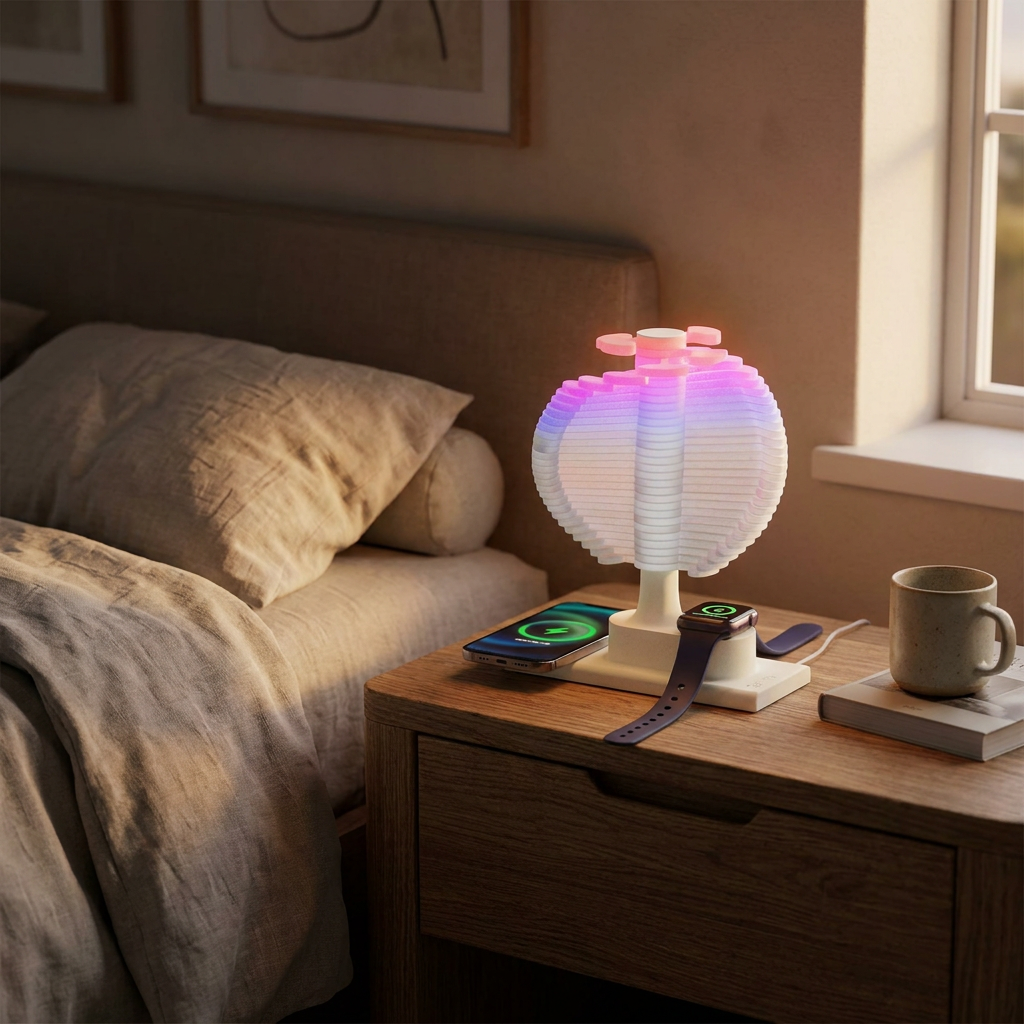 LumaTree Spiral LED Night Light – Warm White & RGB Mood Lamp