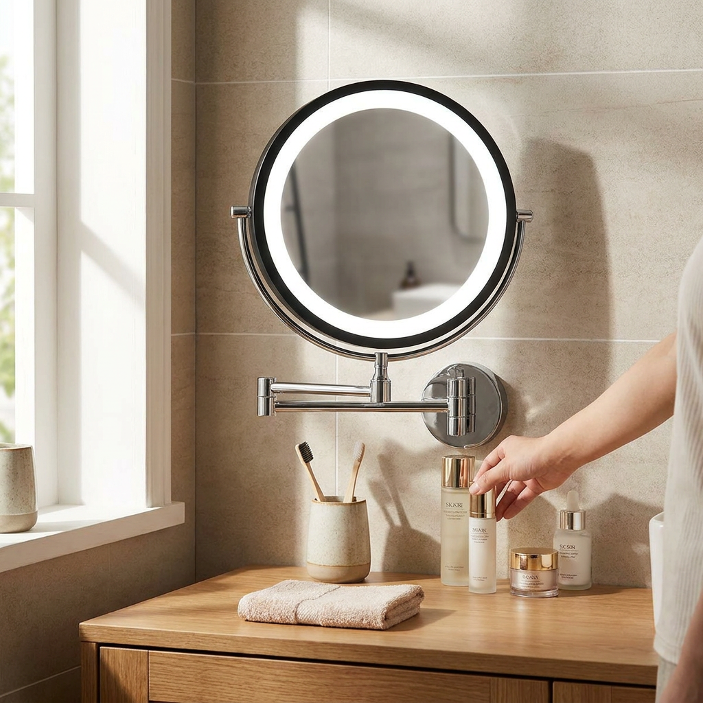 IllumiBeauty 8-Inch Wall-Mounted LED Magnifying Mirror