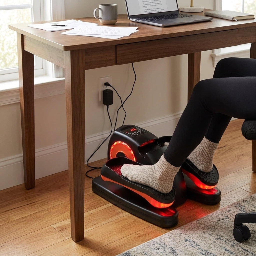 SmartStep Compact Under-Desk Elliptical – 12-Speed Mini Pedaler with Remote Control & LCD Display