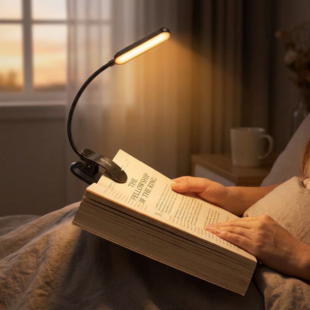 LumiRead Rechargeable Reading Light – Adjustable Brightness & Color Options