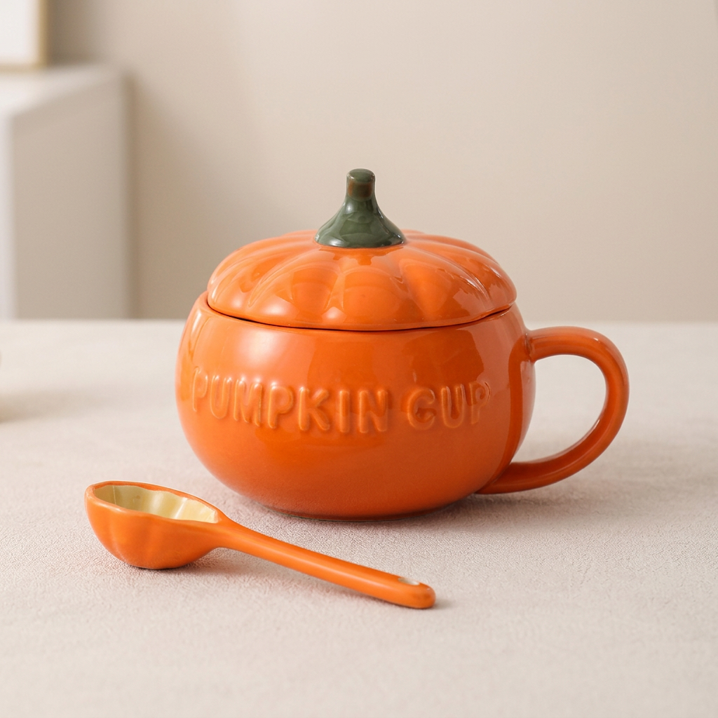 Charming Pumpkin-Shaped Ceramic Storage Bowl with Lid