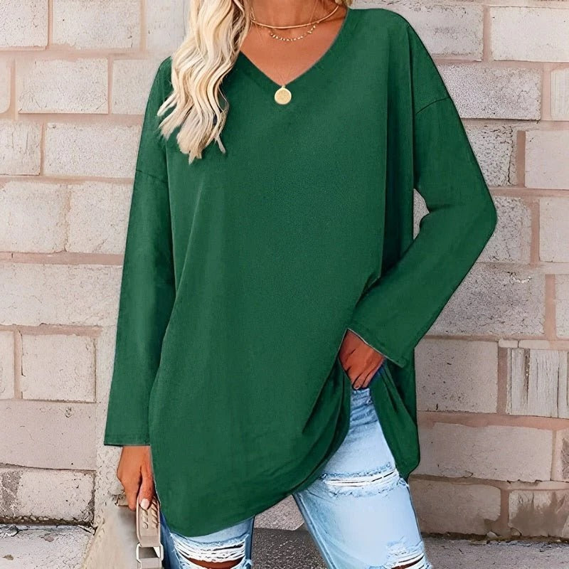 Chic V-Neck Long Sleeve Top for Effortless Style