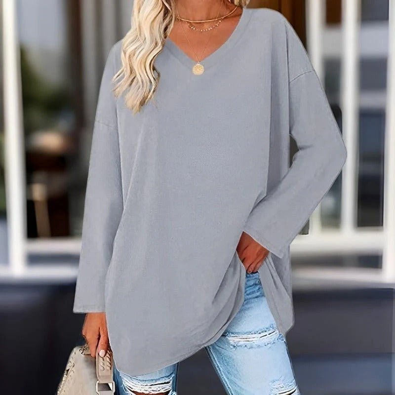 Chic V-Neck Long Sleeve Top for Effortless Style