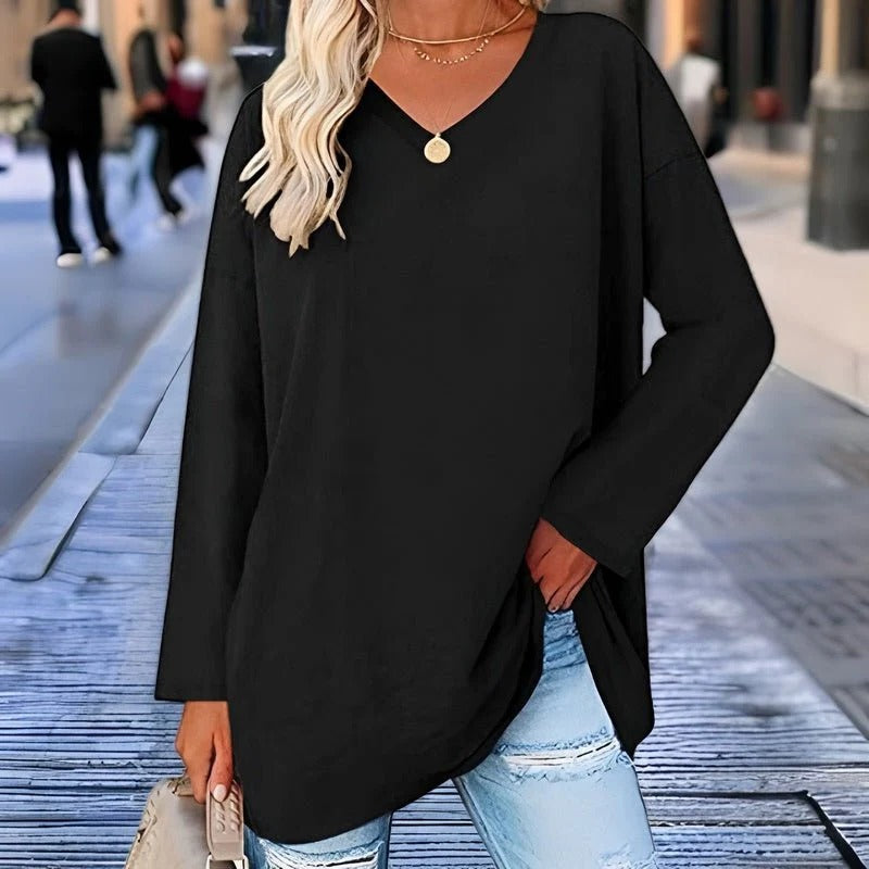 Chic V-Neck Long Sleeve Top for Effortless Style