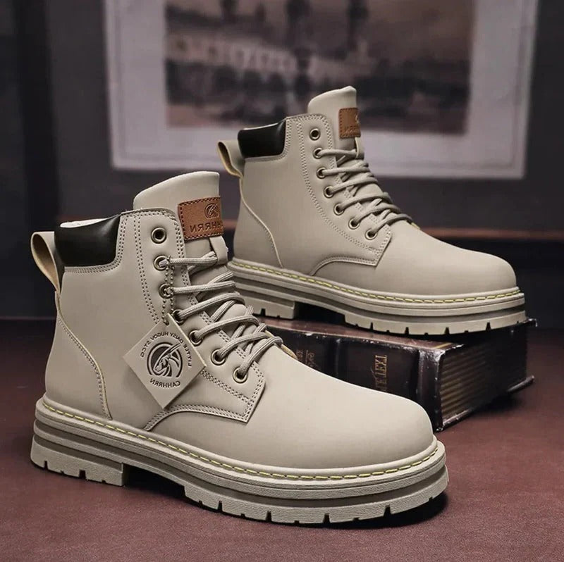 All-Weather Men's Stylish Lace-Up Boots with Comfort Cushion