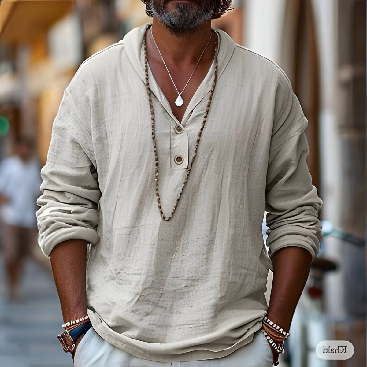 Men's Stylish Linen Blend Popover Shirt