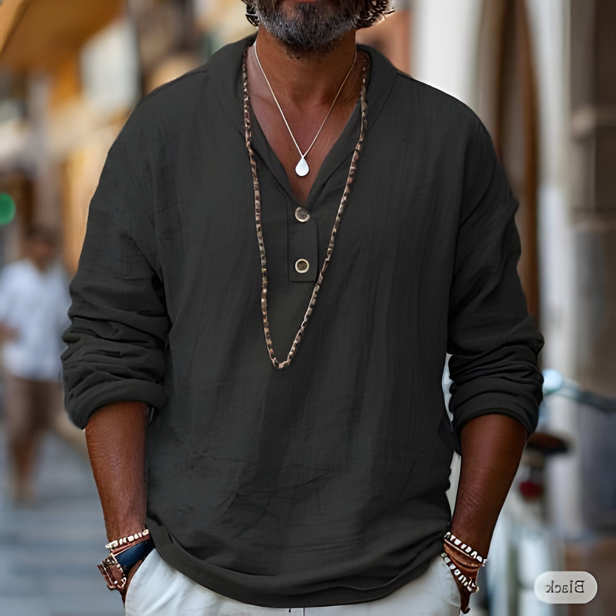 Men's Stylish Linen Blend Popover Shirt