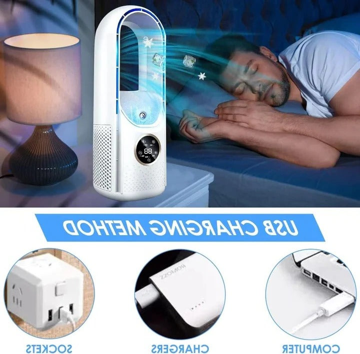 Compact Bladeless Air Cooler – Whisper-Quiet 3-Speed Comfort