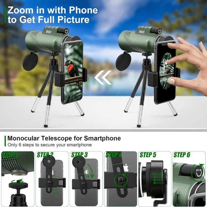 Ultra-Portable Monocular with 600x Zoom for Distant Views