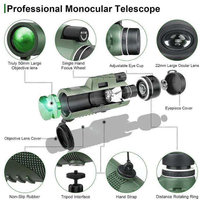 Ultra-Portable Monocular with 600x Zoom for Distant Views